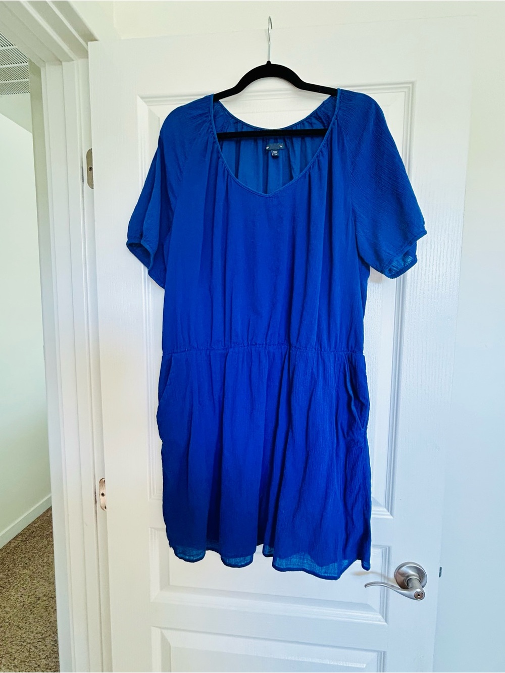 GAP Royal Blue Short-Sleeve V-Neck Mini Dress